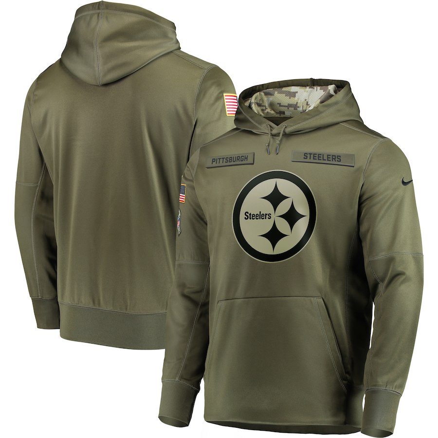 Men Pittsburgh Steelers Nike Olive Salute To Service KO Performance Hoodie Green->tennessee titans->NFL Jersey